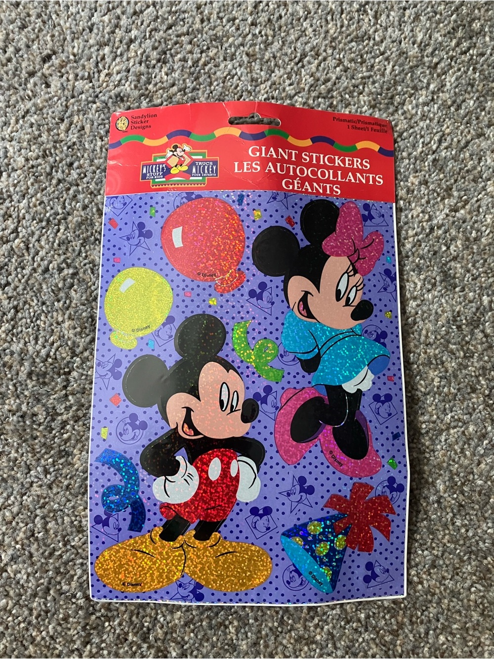 Vintage Sealed Sandylion Stickers Mickey & Minnie Jumbo Stickers